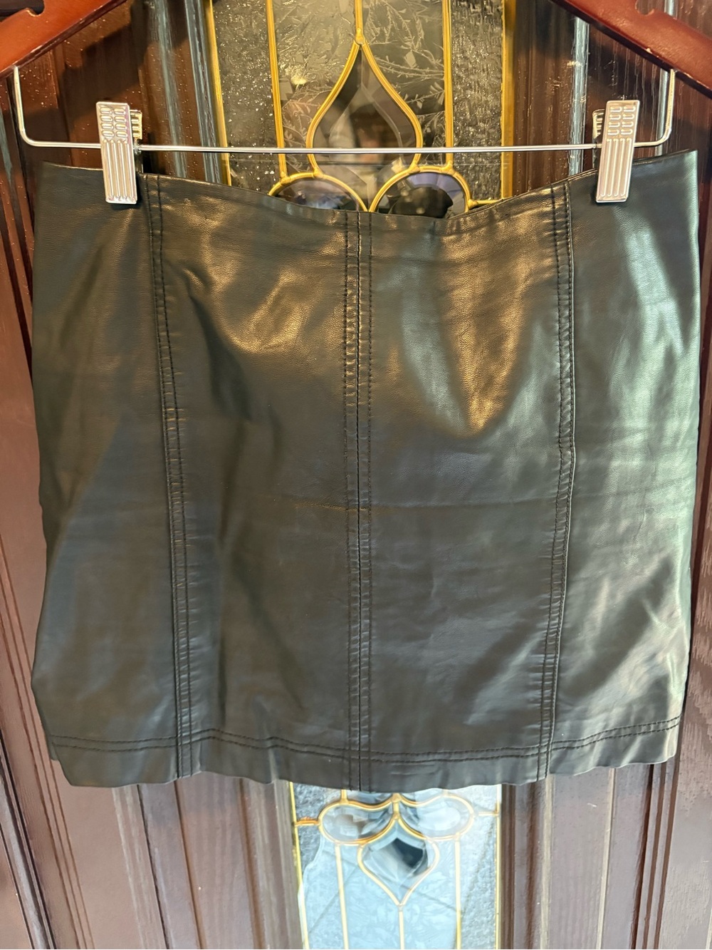 Free People Black Faux Leather Panel Mini Skirt